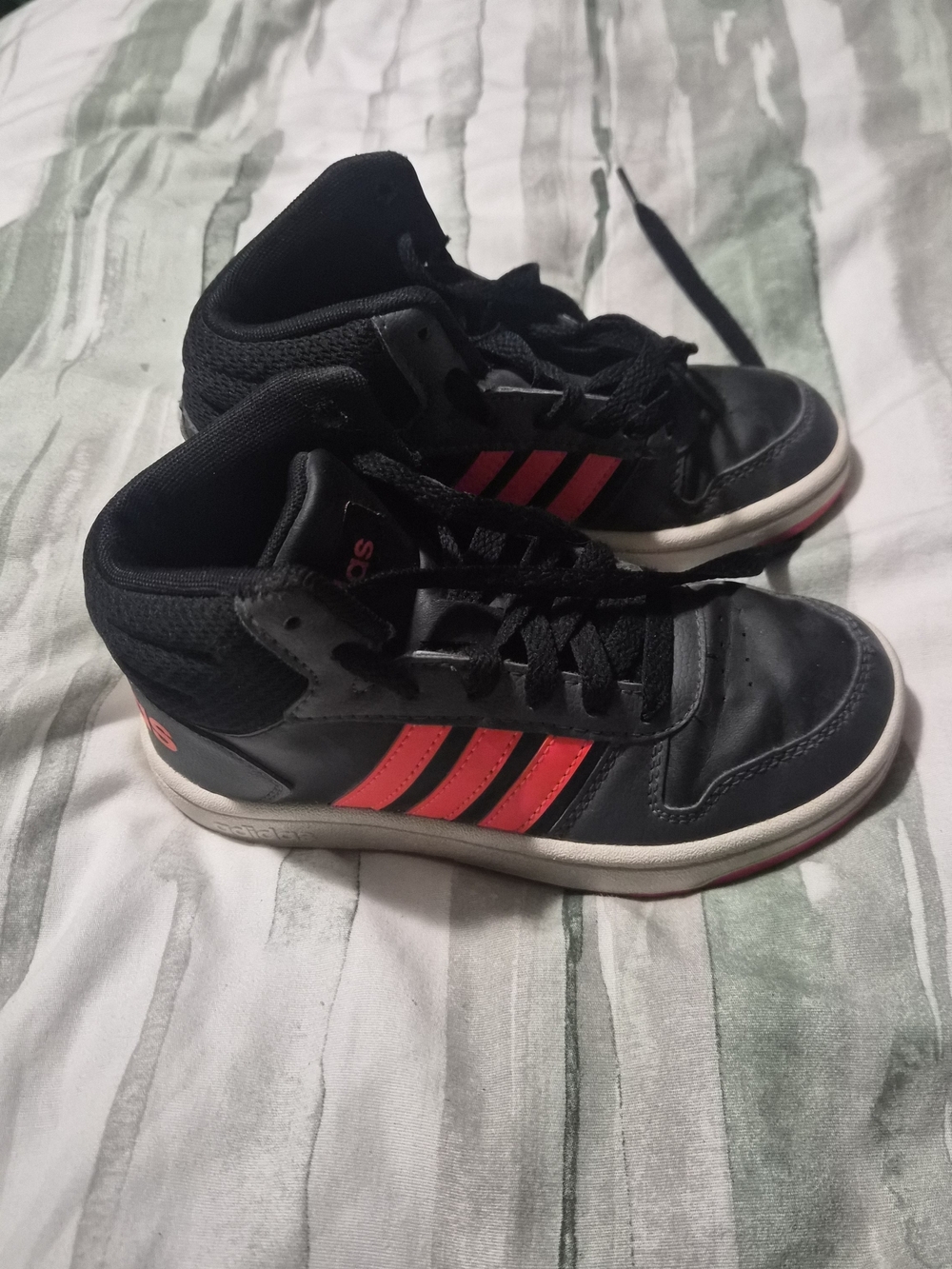 adidas Kids Black Sneakers with Pink Stripes